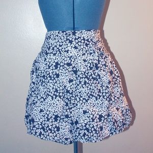 Brown and White 100% cotton floral mini skirt